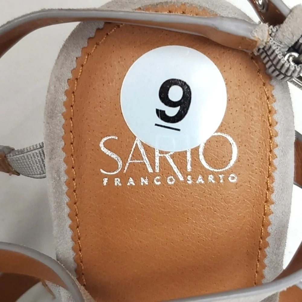 Franco Sarto Finesse Cage Sandal Heel‎ Gray Suede